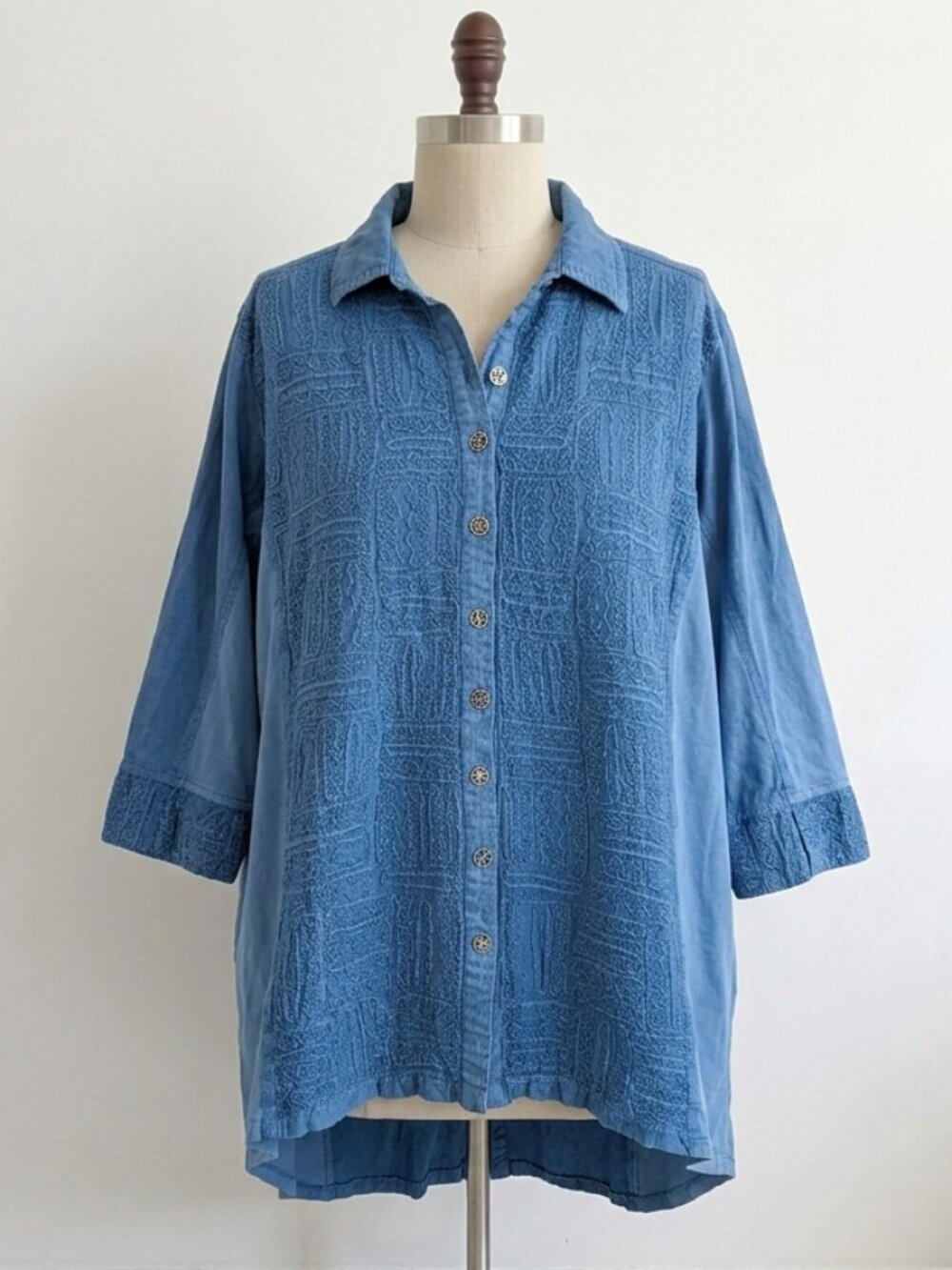 SOLD Plus Size 3X Button Down Shirt Blouse Artsy Artist Boho Farm